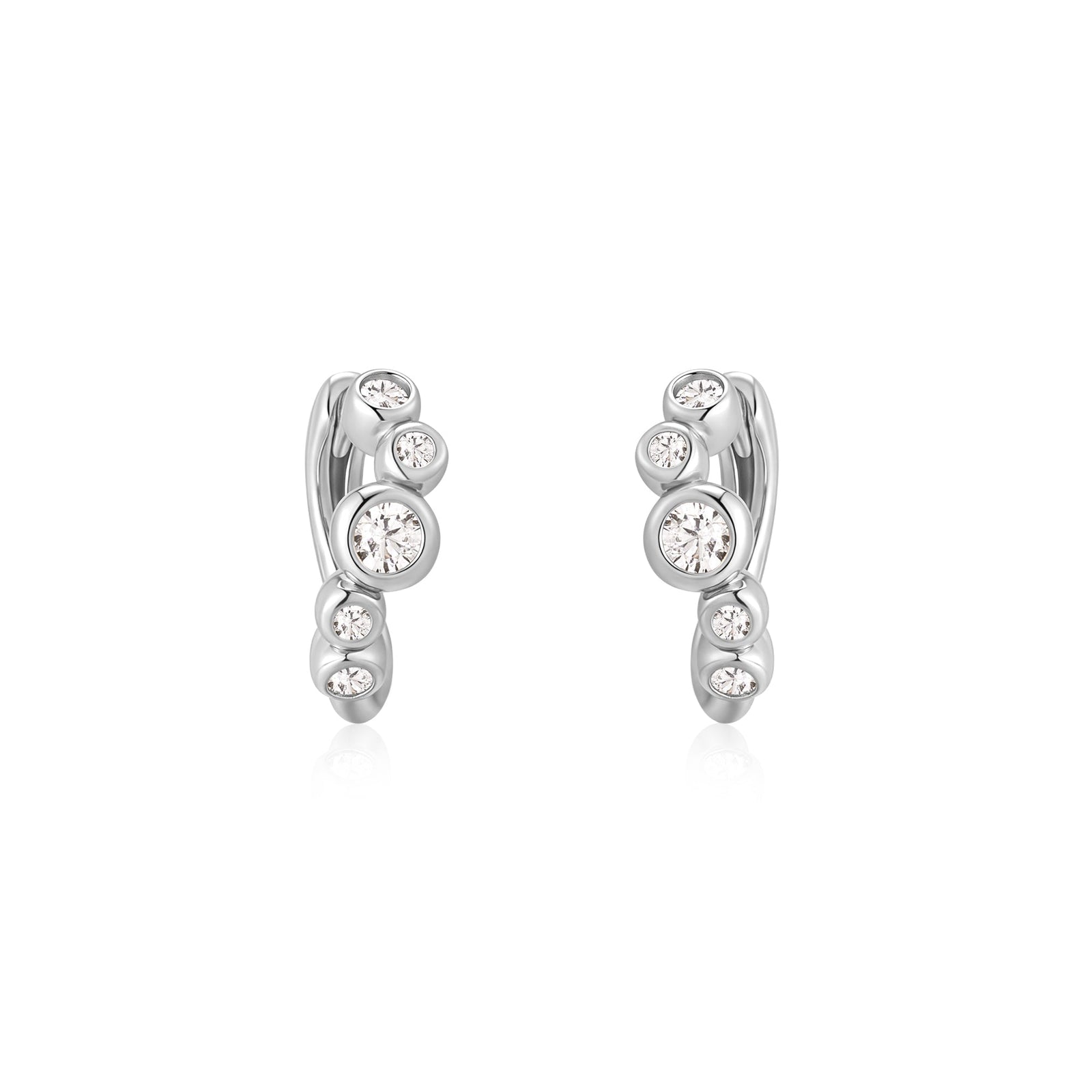 Ania Haie Silver Small Sparkling Tide Huggie Hoop Earrings