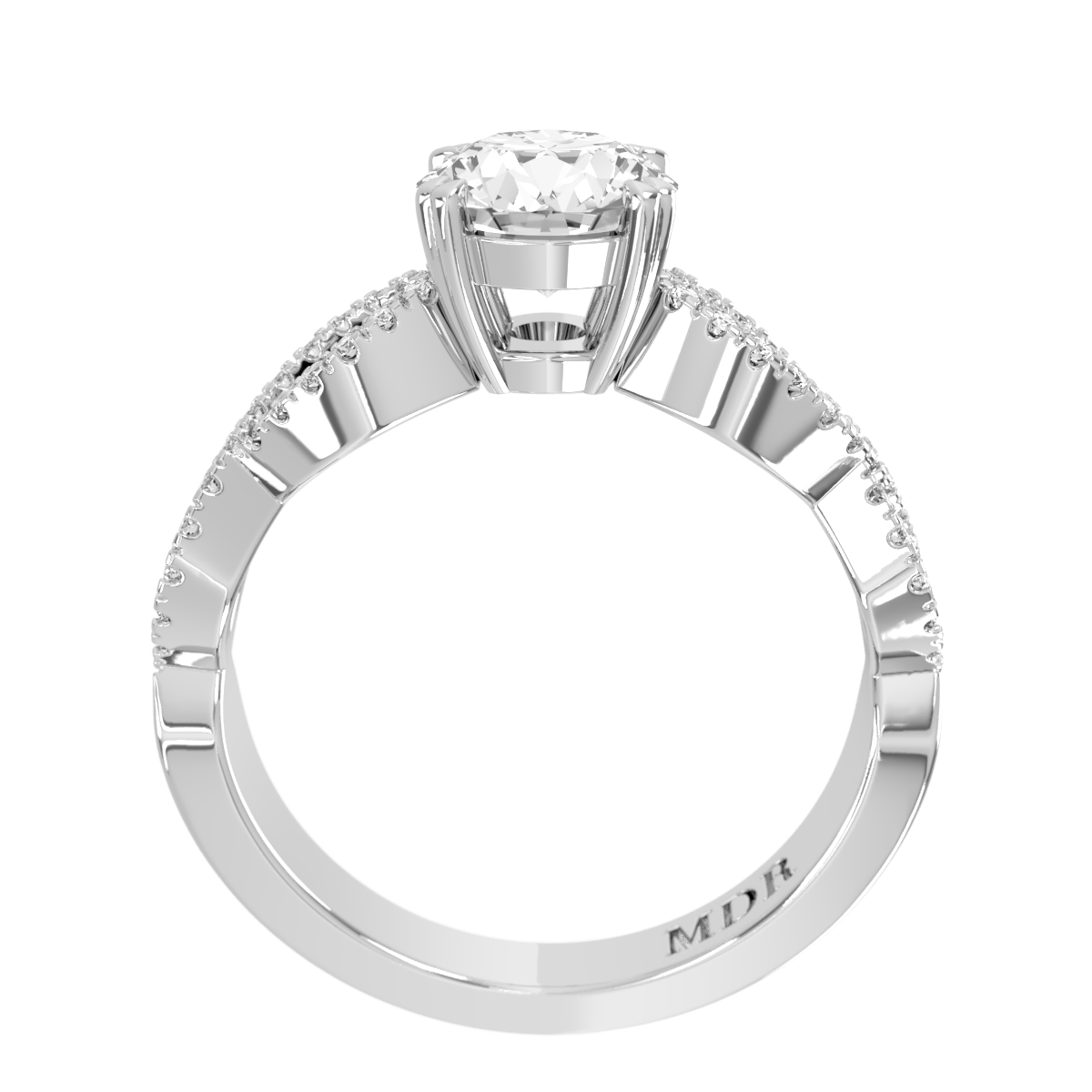 Fancy Scallop intertwined Shank with double claw Setting