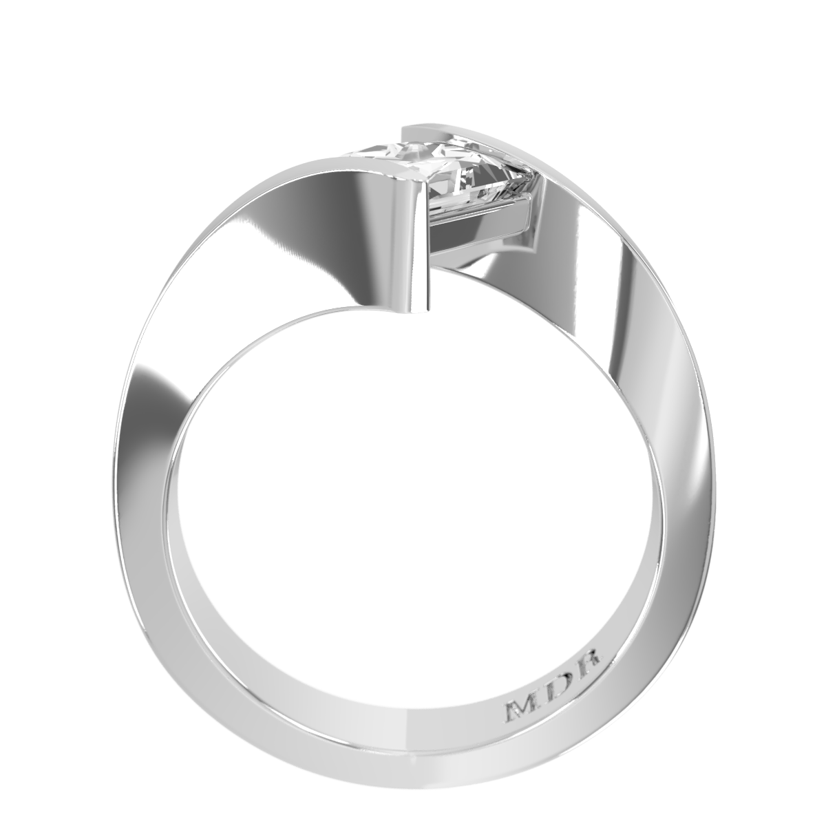 Heavy flat offset shoulder with semi bezel Setting