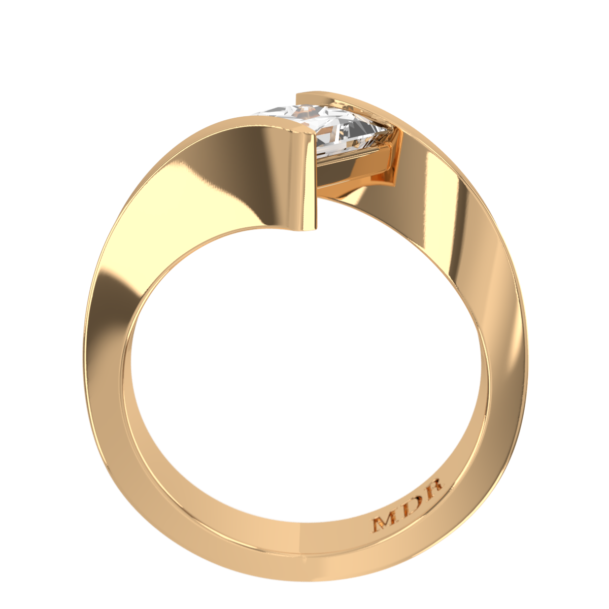 Heavy flat offset shoulder with semi bezel Setting