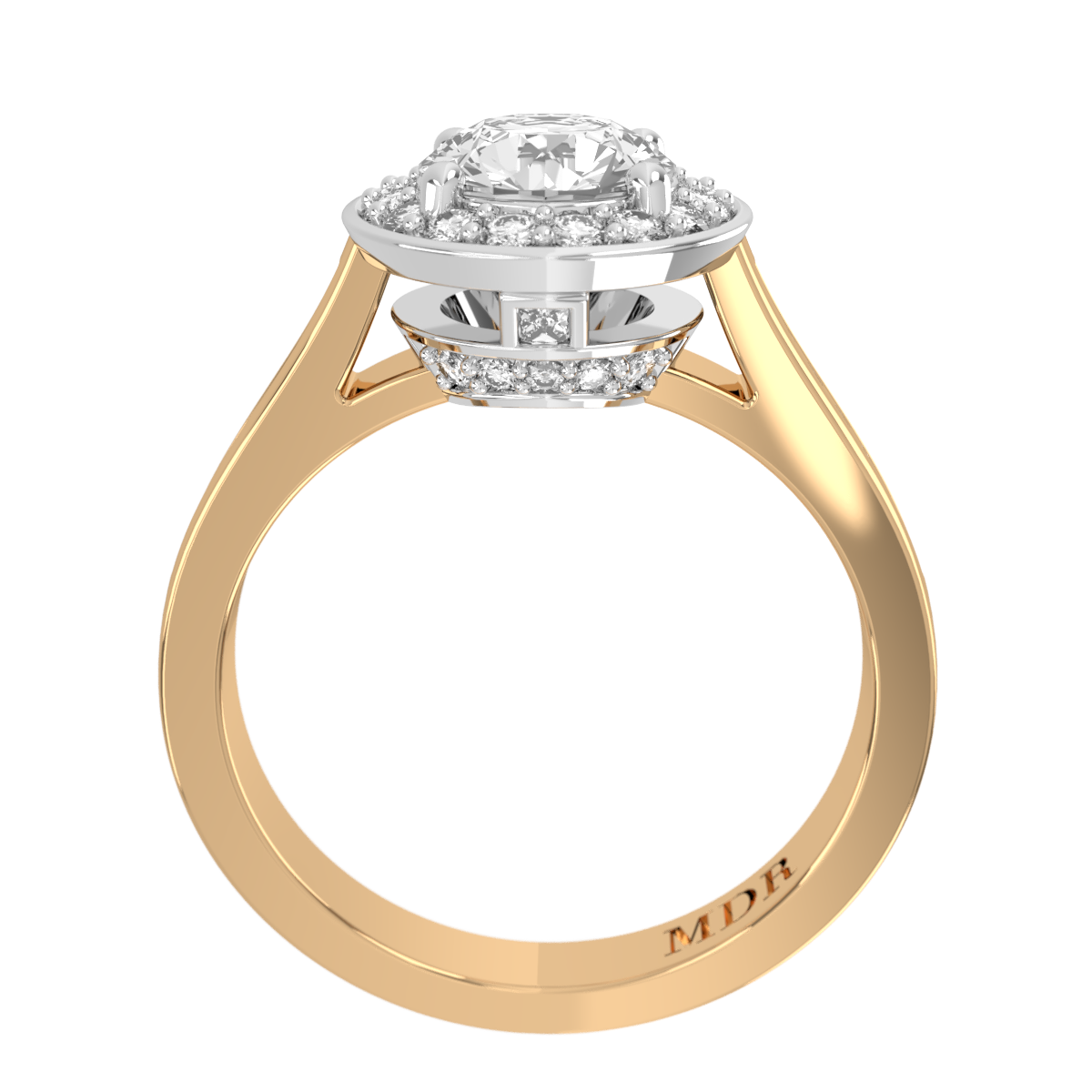 Channel set straight set Shank with fancy detailed Bead set Halo