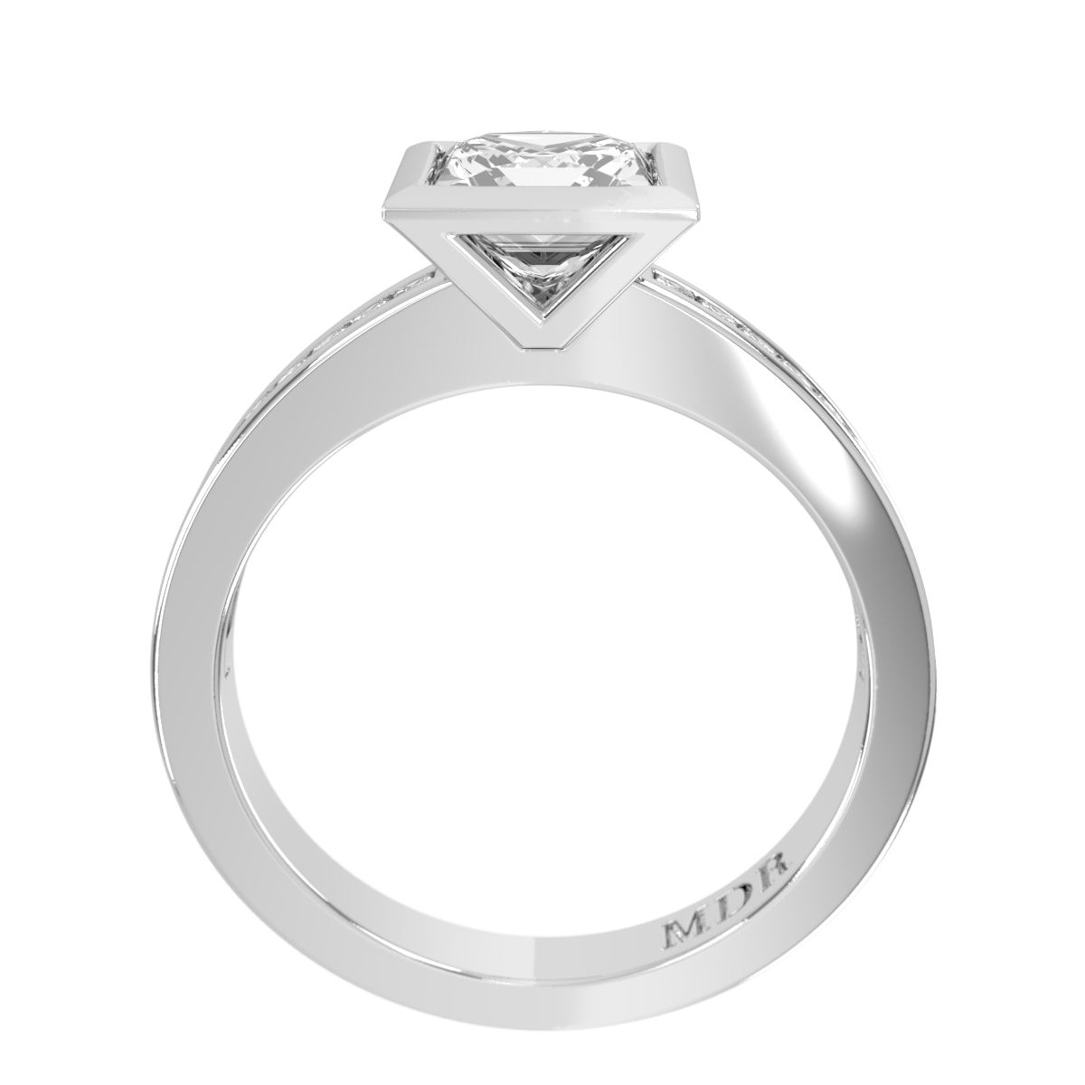 Channel set straight Shank with cut out bezel Setting