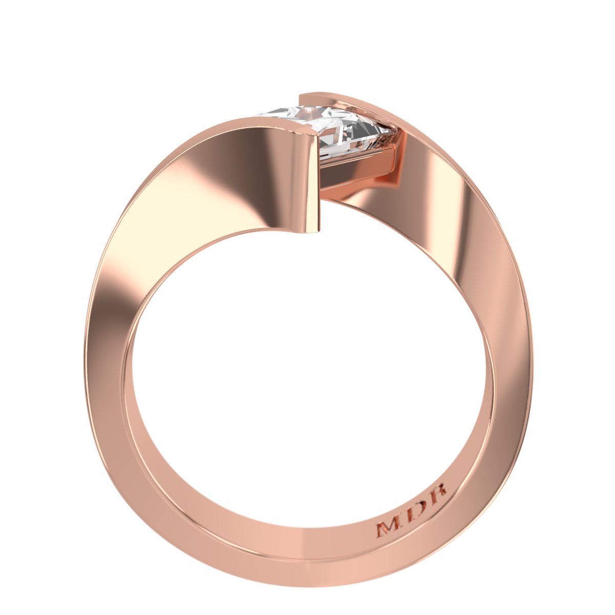 Heavy flat offset shoulder with semi bezel Setting