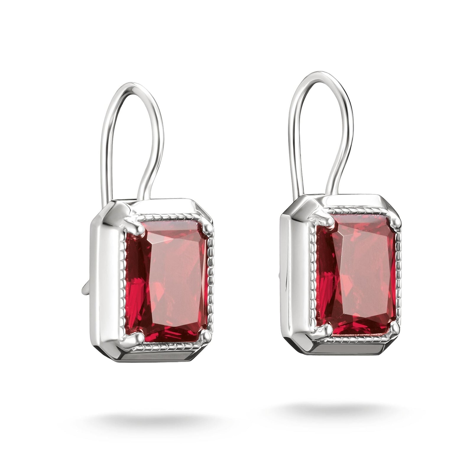 THOMAS SABO Drop Earrings with Red Octagon Stones Silver
