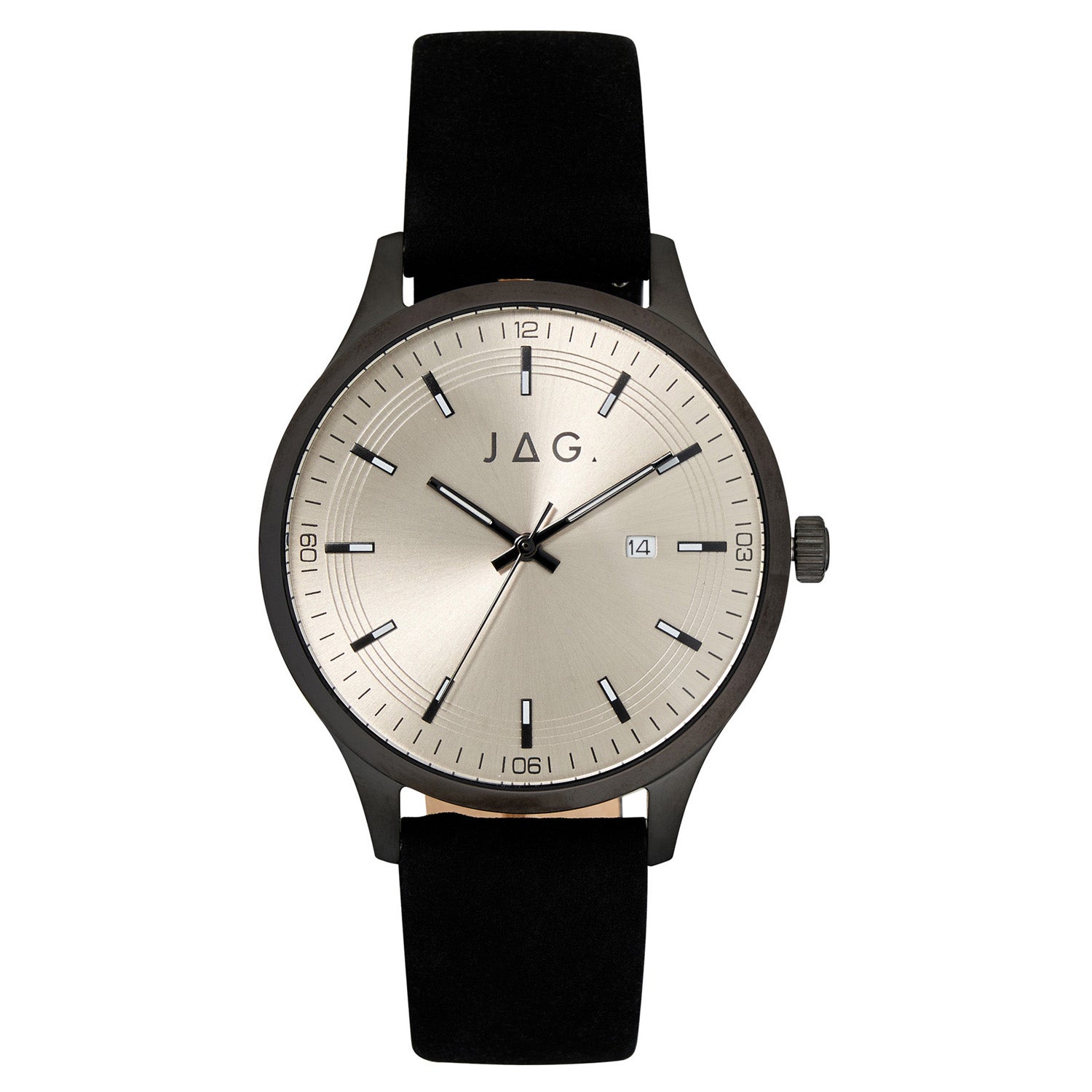 Jag Fitzroy Black Leather 43mm Watch
