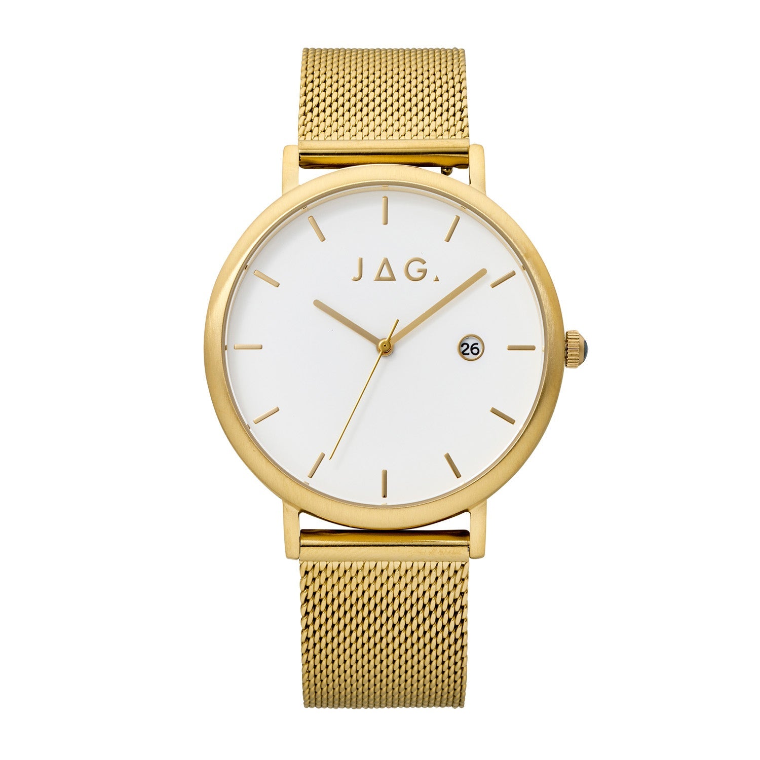JAG Ryan Mens White Dial 43mm Gold/Brown Watch Set