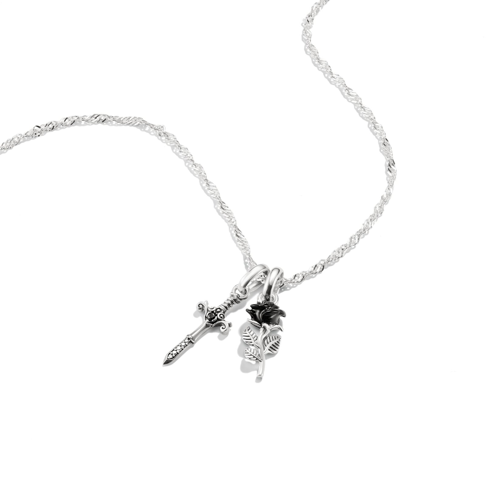 THOMAS SABO Sword and Rose Zirconia Necklace