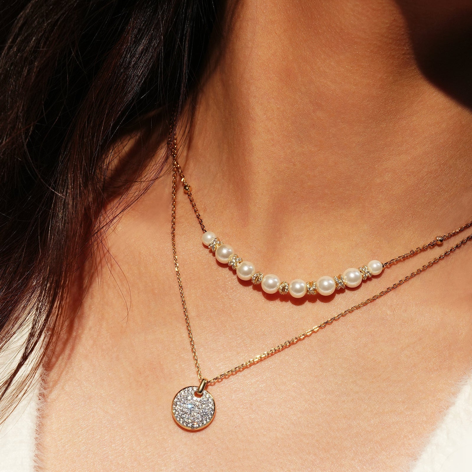 Ania Haie Gold Sparkling Braided Shell Pearl Necklace