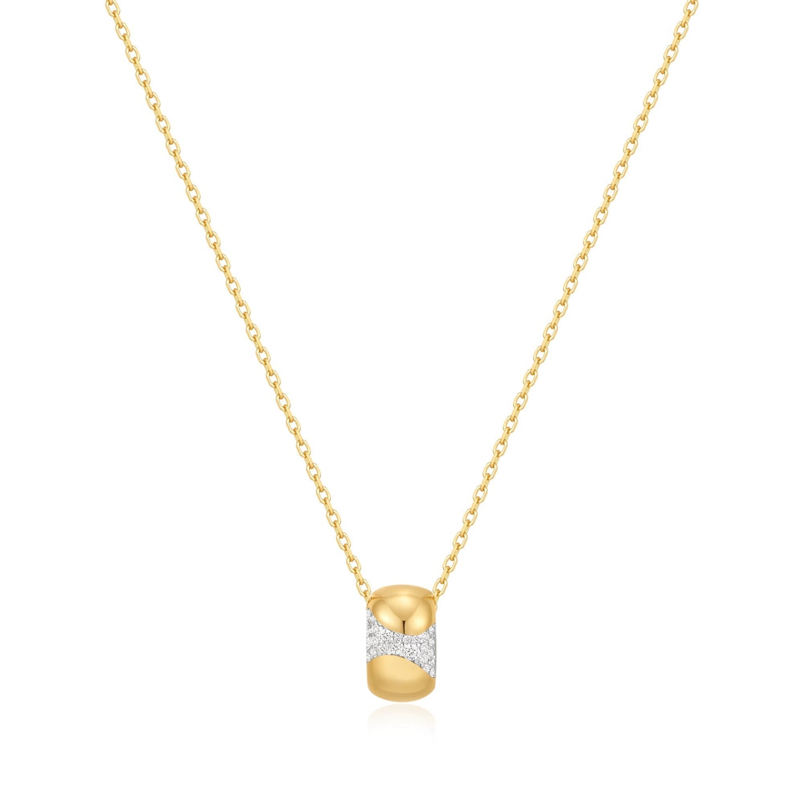 Ania Haie Gold Puffed Rivulet Pave Necklace