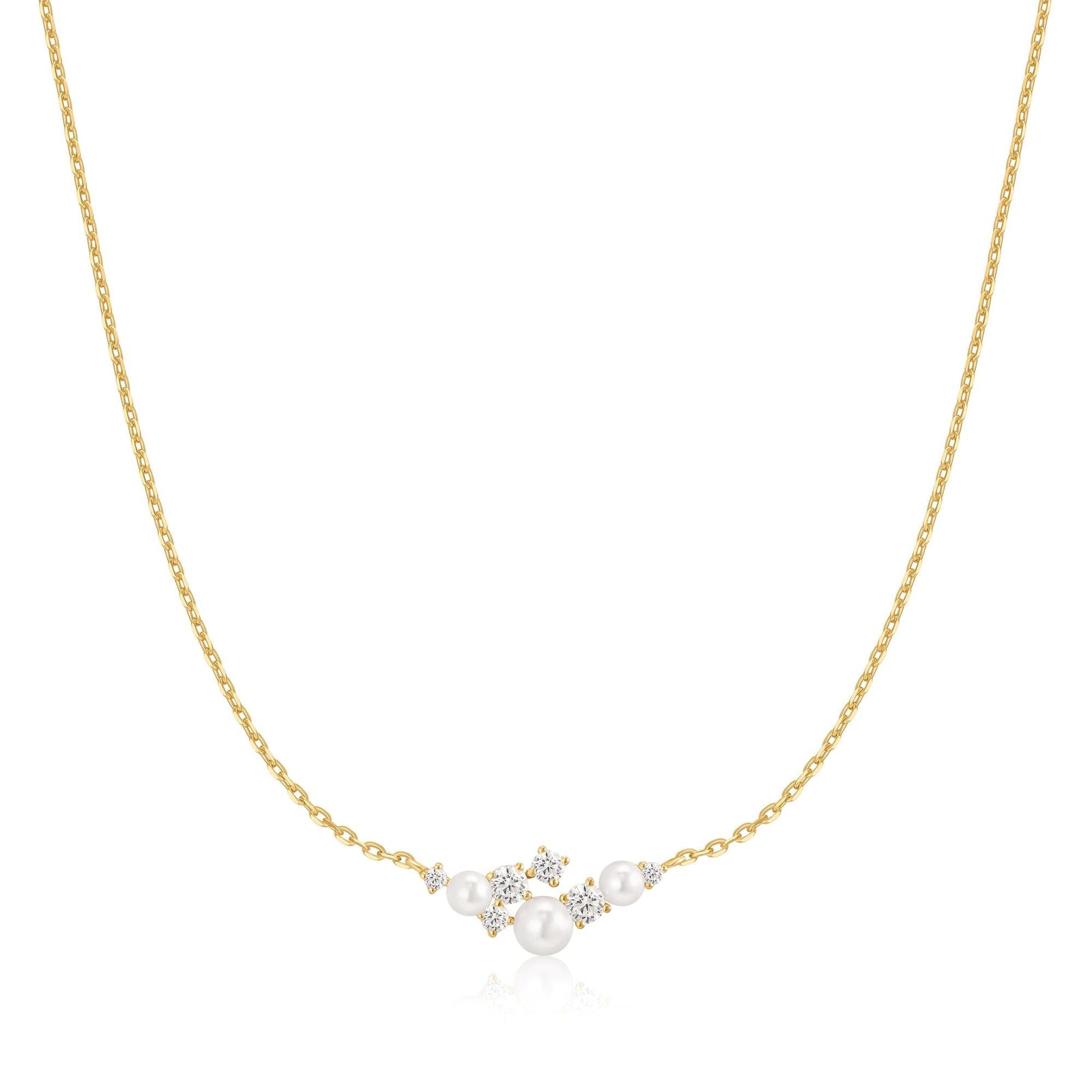 Ania Haie Silver Shell Pearl Cluster Necklace