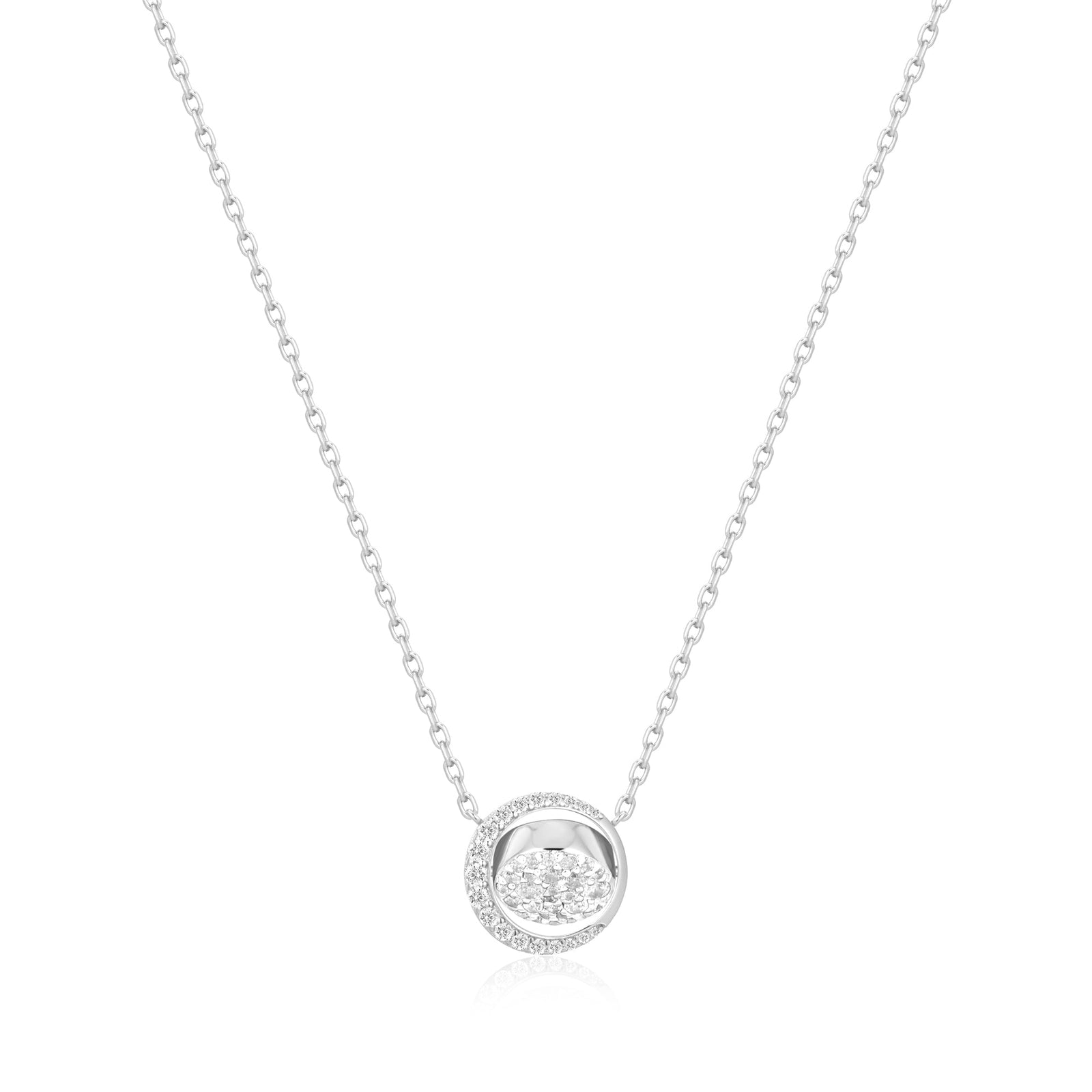 Ania Haie Silver Reversible Pave Moon Evil-Eye Necklace