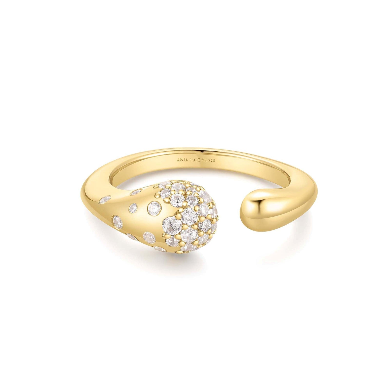 Gold Sparkling Sculptural Crossover Adjustable Ring