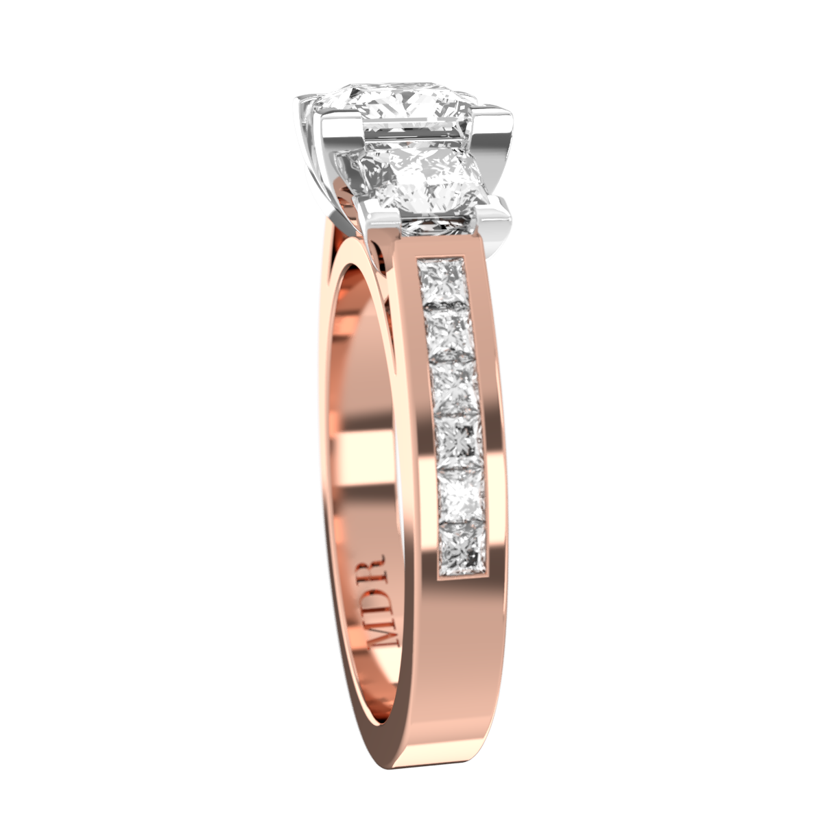 Channel set straight band with four claw Setting