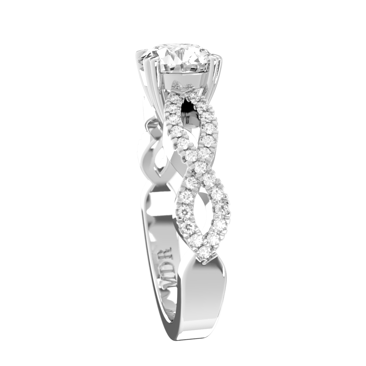 Fancy Scallop intertwined Shank with double claw Setting