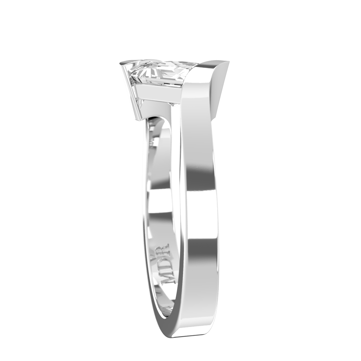 Heavy flat offset shoulder with semi bezel Setting