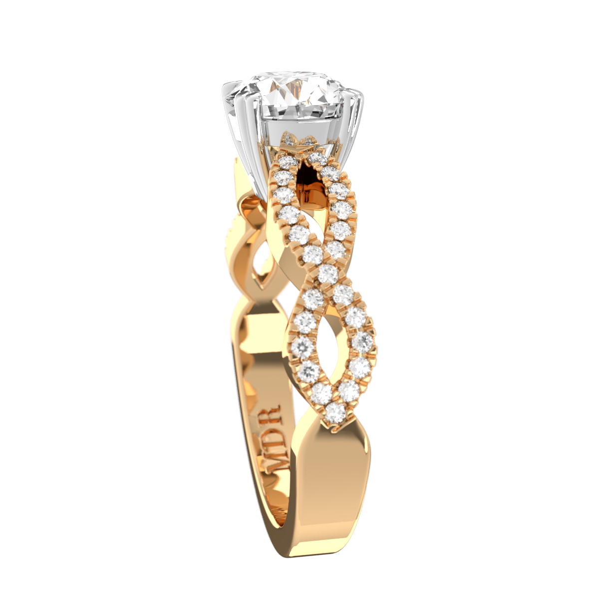 Fancy Scallop intertwined Shank with double claw Setting