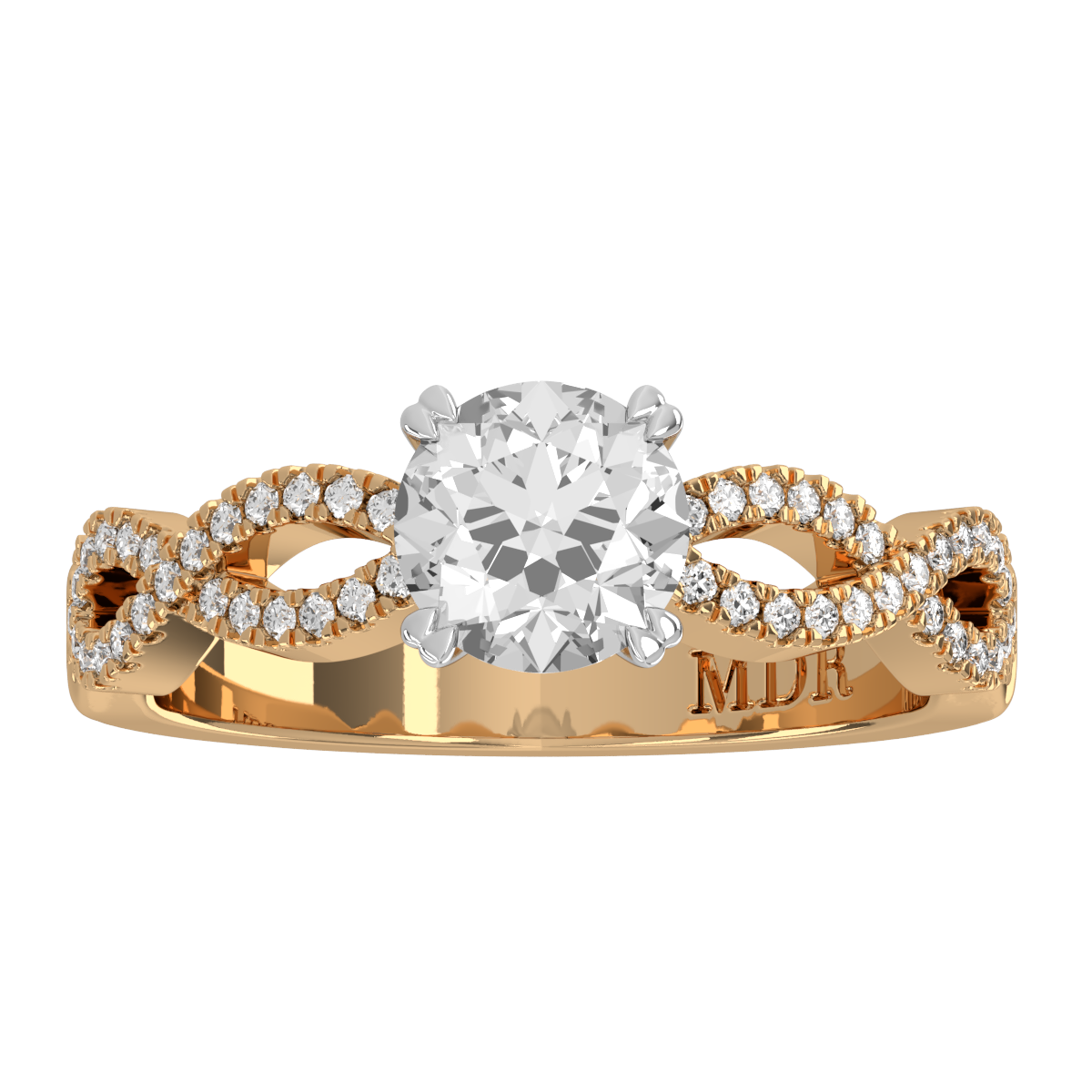 Fancy Scallop intertwined Shank with double claw Setting