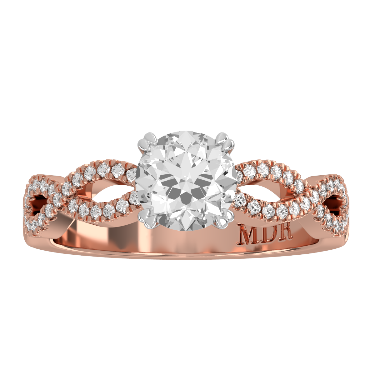 Fancy Scallop intertwined Shank with double claw Setting