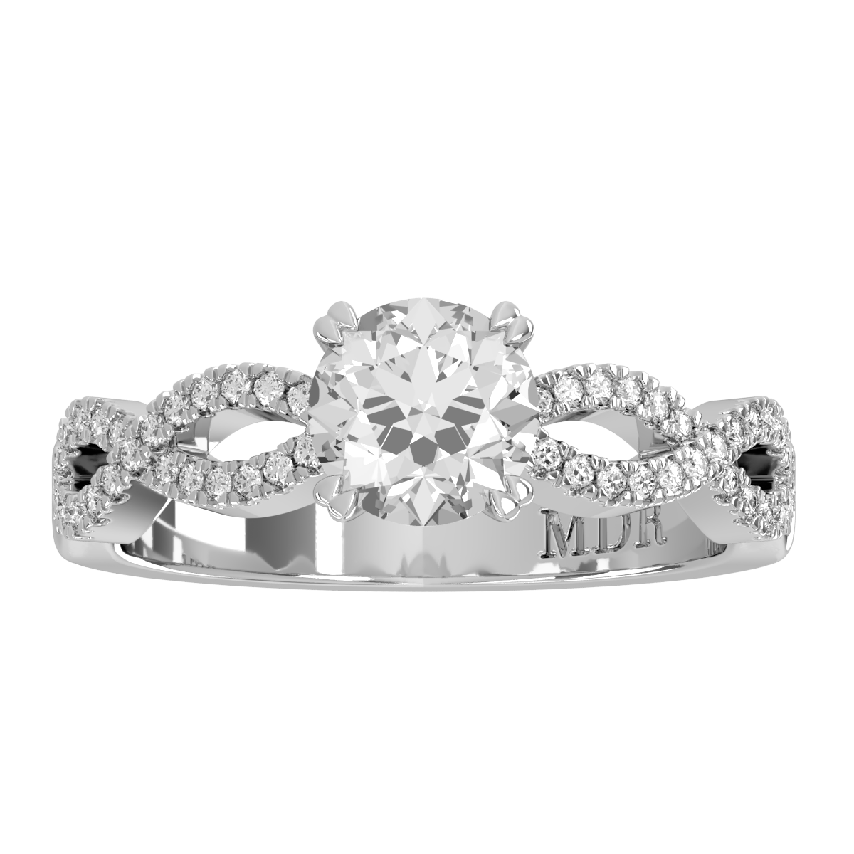 Fancy Scallop intertwined Shank with double claw Setting
