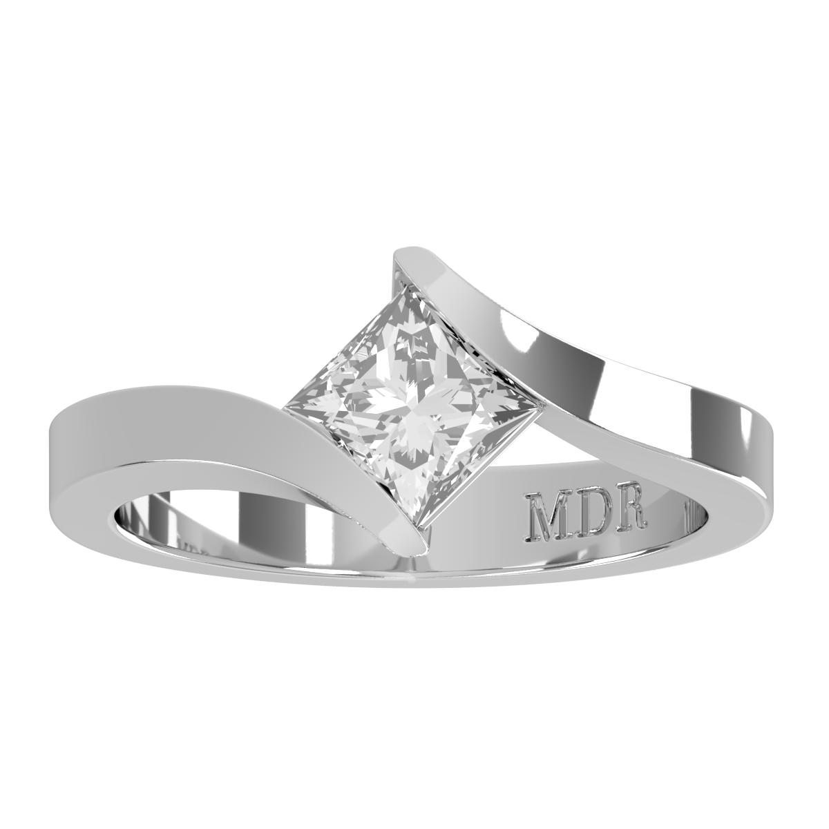 Heavy flat offset shoulder with semi bezel Setting