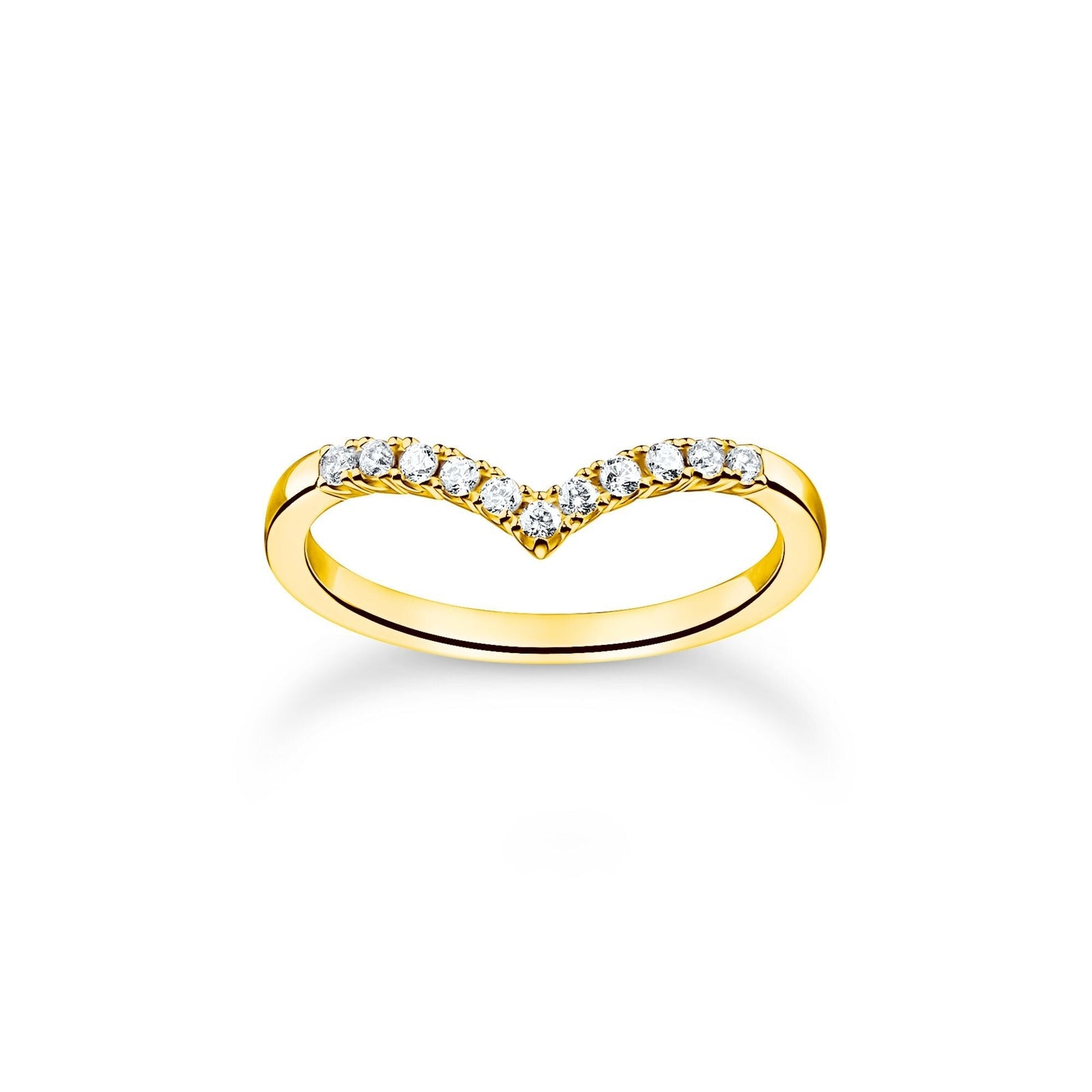 THOMAS SABO Ring V-shape with white stones gold
