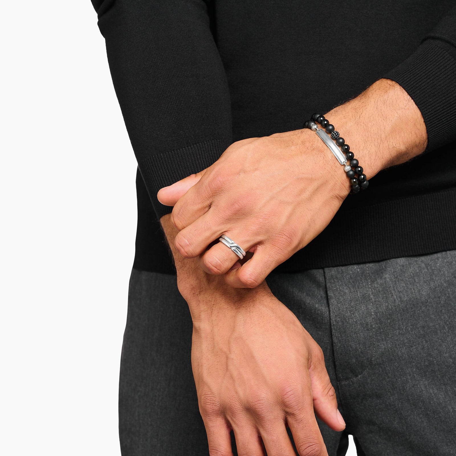 THOMAS SABO Crossed silver ring duo