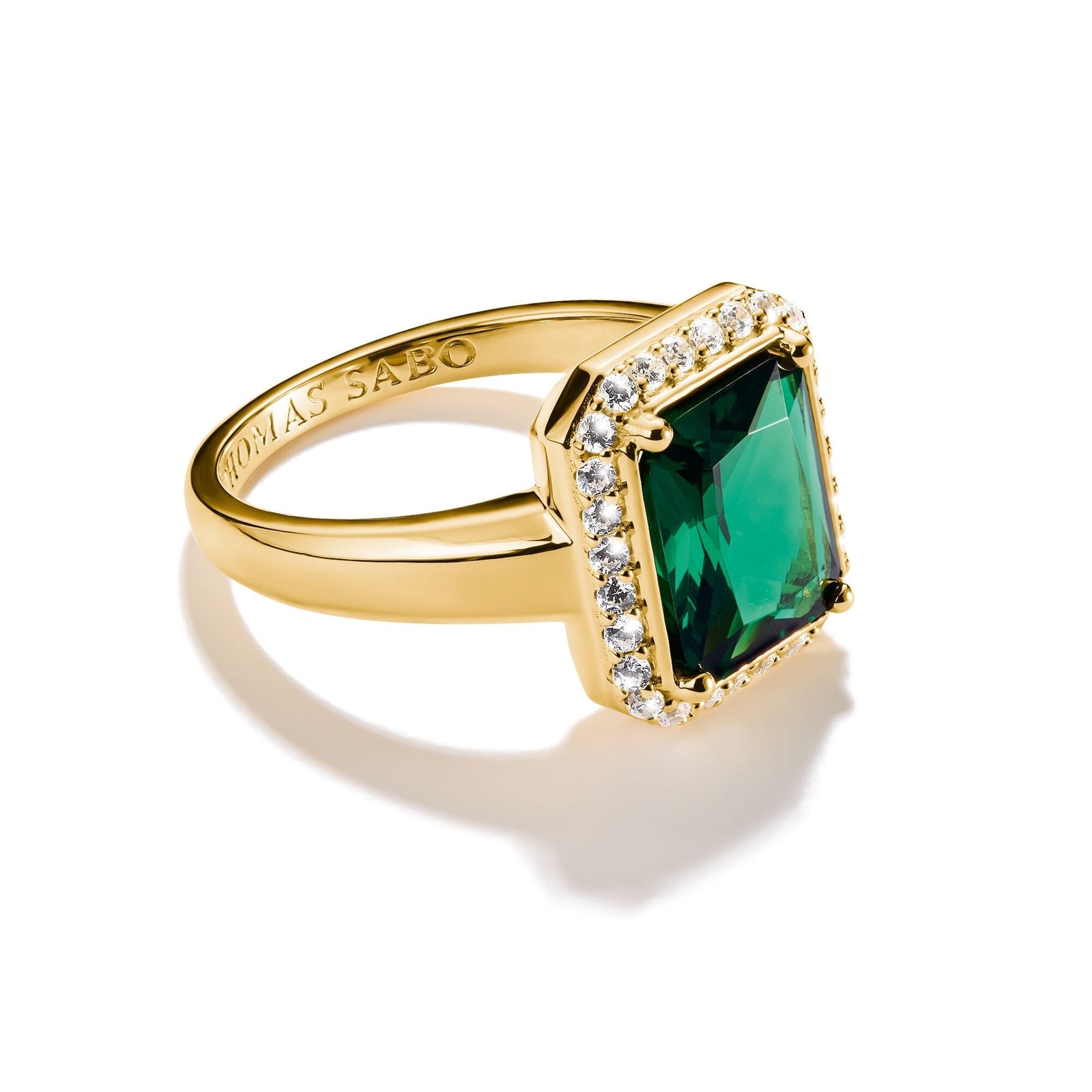 THOMAS SABO Ring with Green Octagon Stone