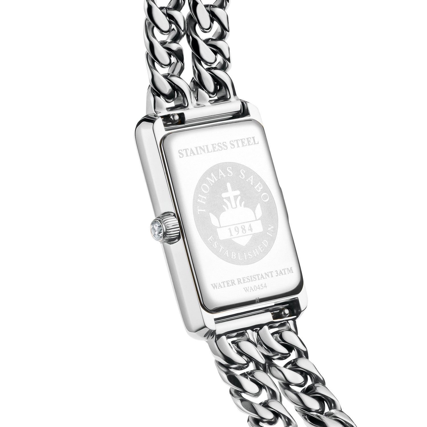 THOMAS SABO Ladies Rectangular Silver Watch with Pink Dial