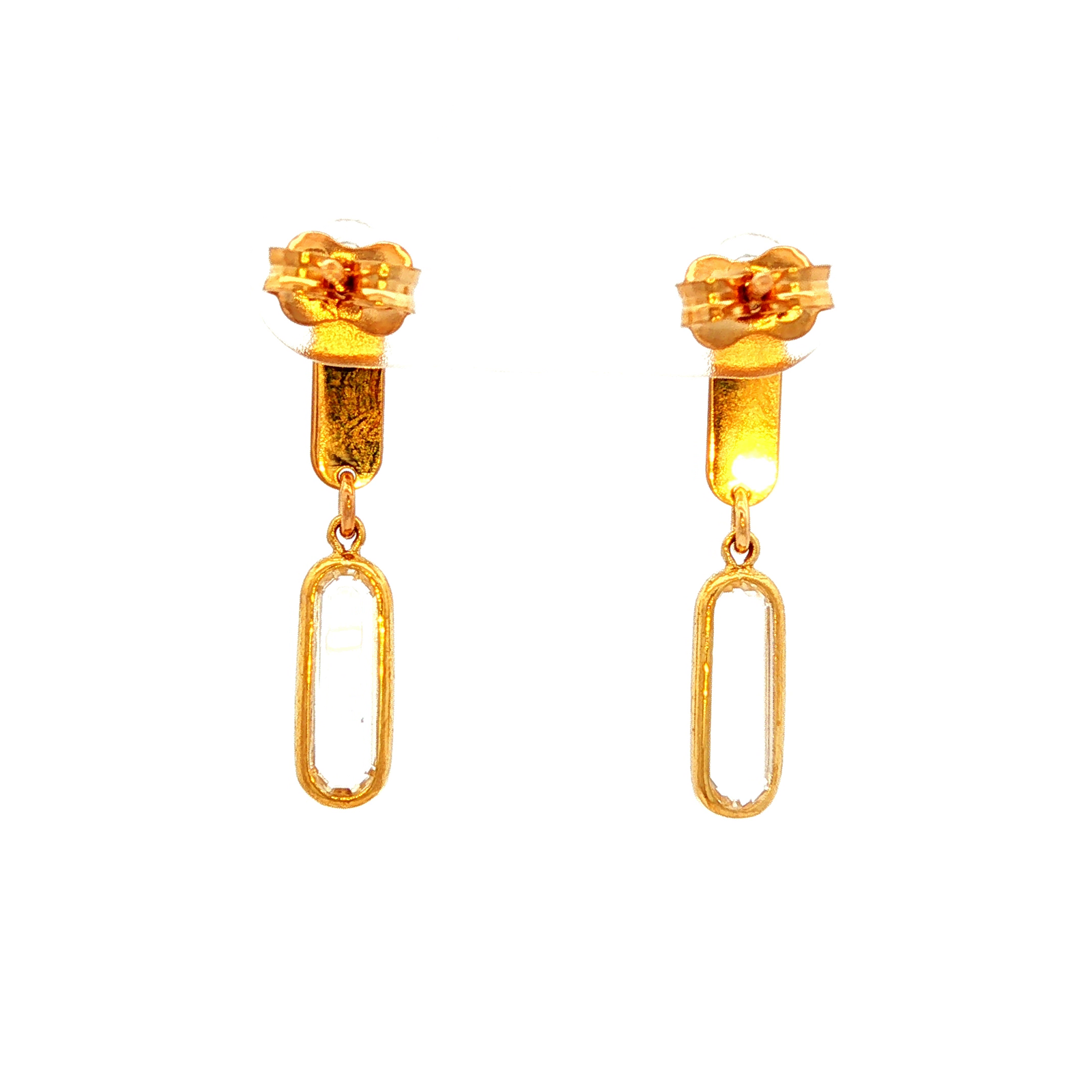 Flat Bar/Paper Clip Drop Earrings in Yellow Gold
