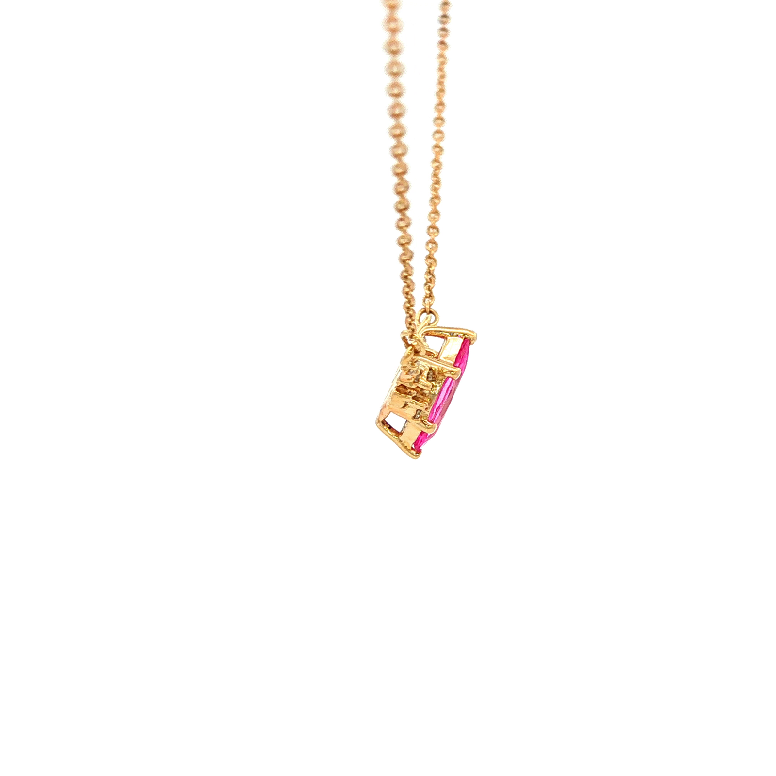 Marquise Pink Sapphire Necklace in Yellow Gold