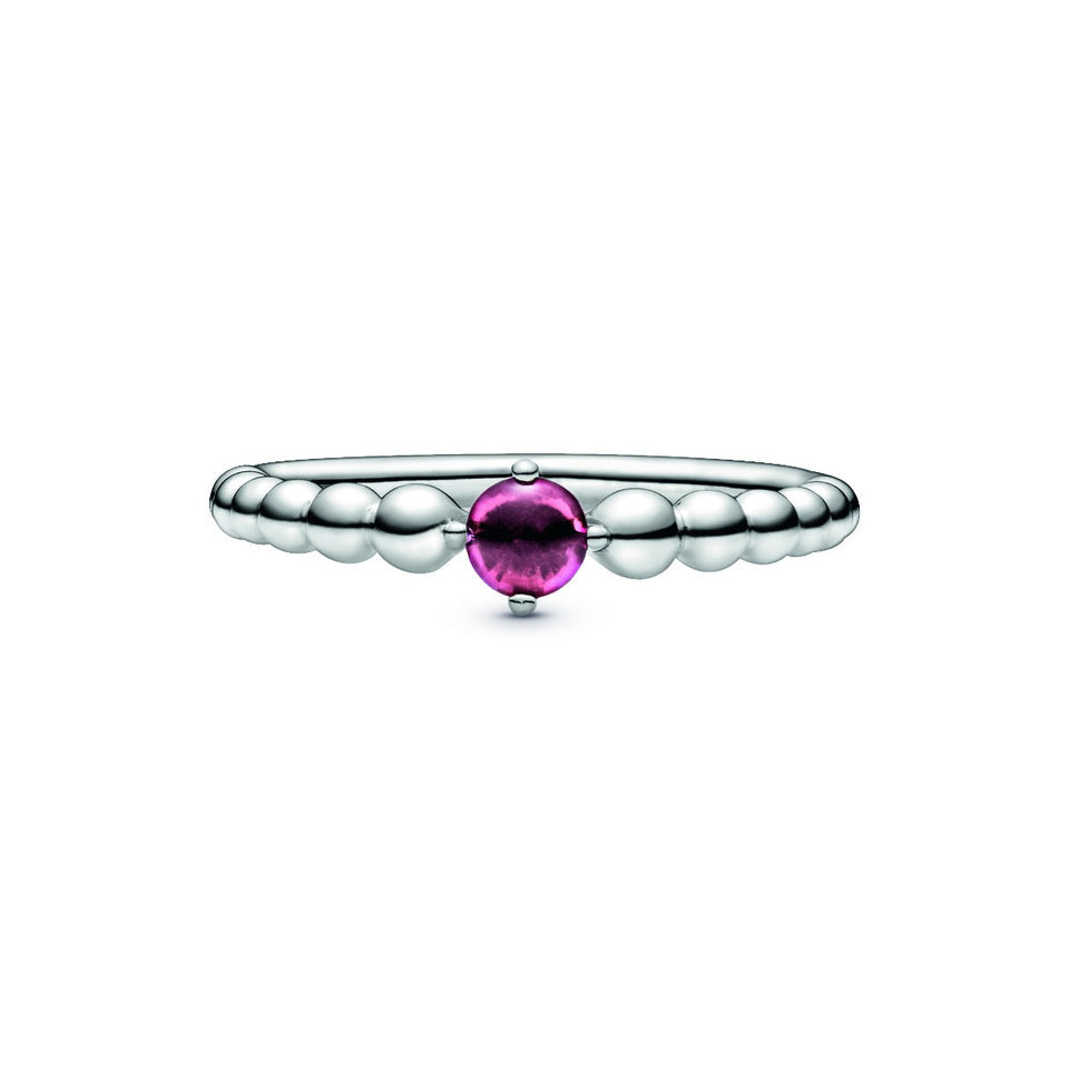 July Passionate Red Silver Ring with Man-Made Red Crystal