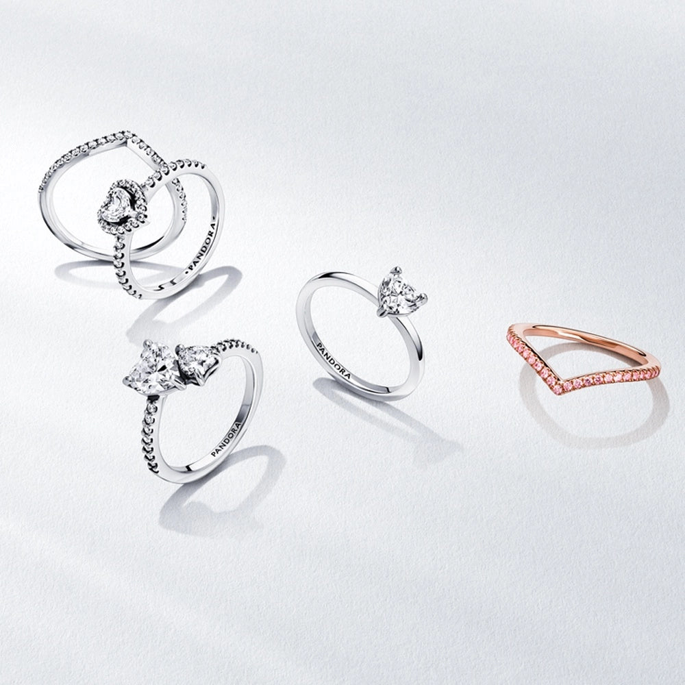 Heart sterling silver ring with clear cubic zirconia