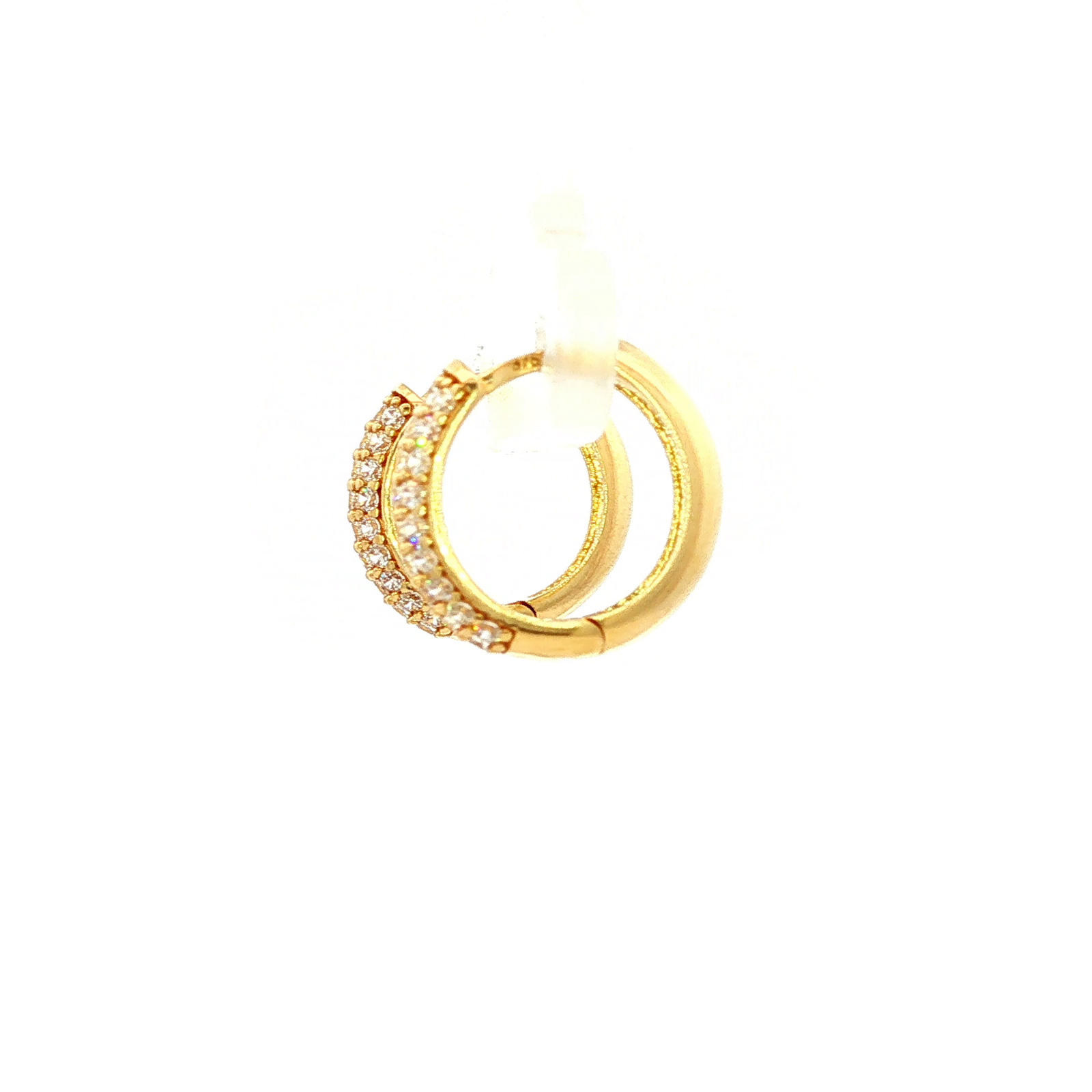 9ct YG Hoop Earrings with CZ 2.2gm