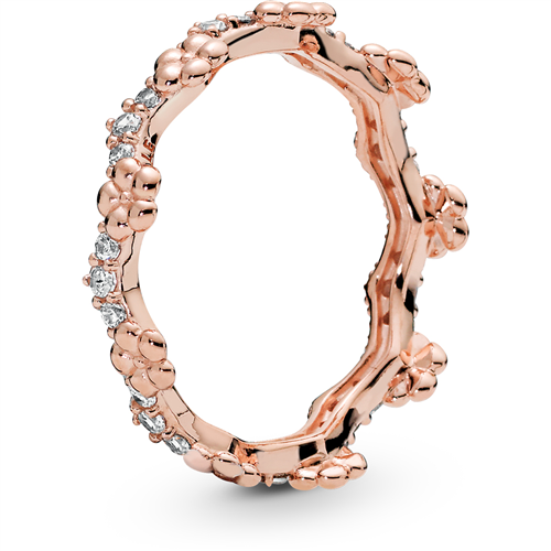 PANDORA Rose Flower Crown Ring w Clear CZ