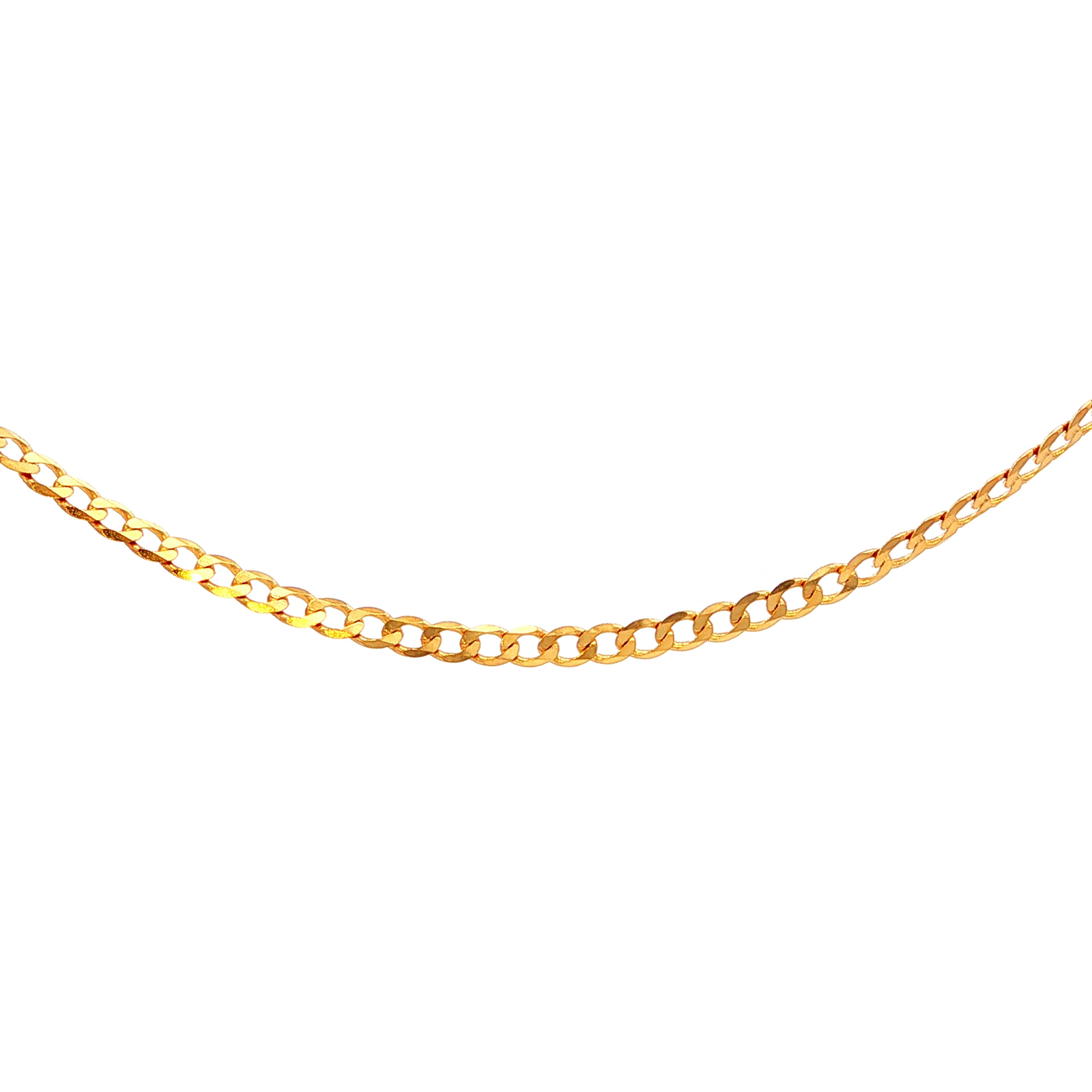 Super Flat Double Diamond Cut Curb Chain in Yellow Gold