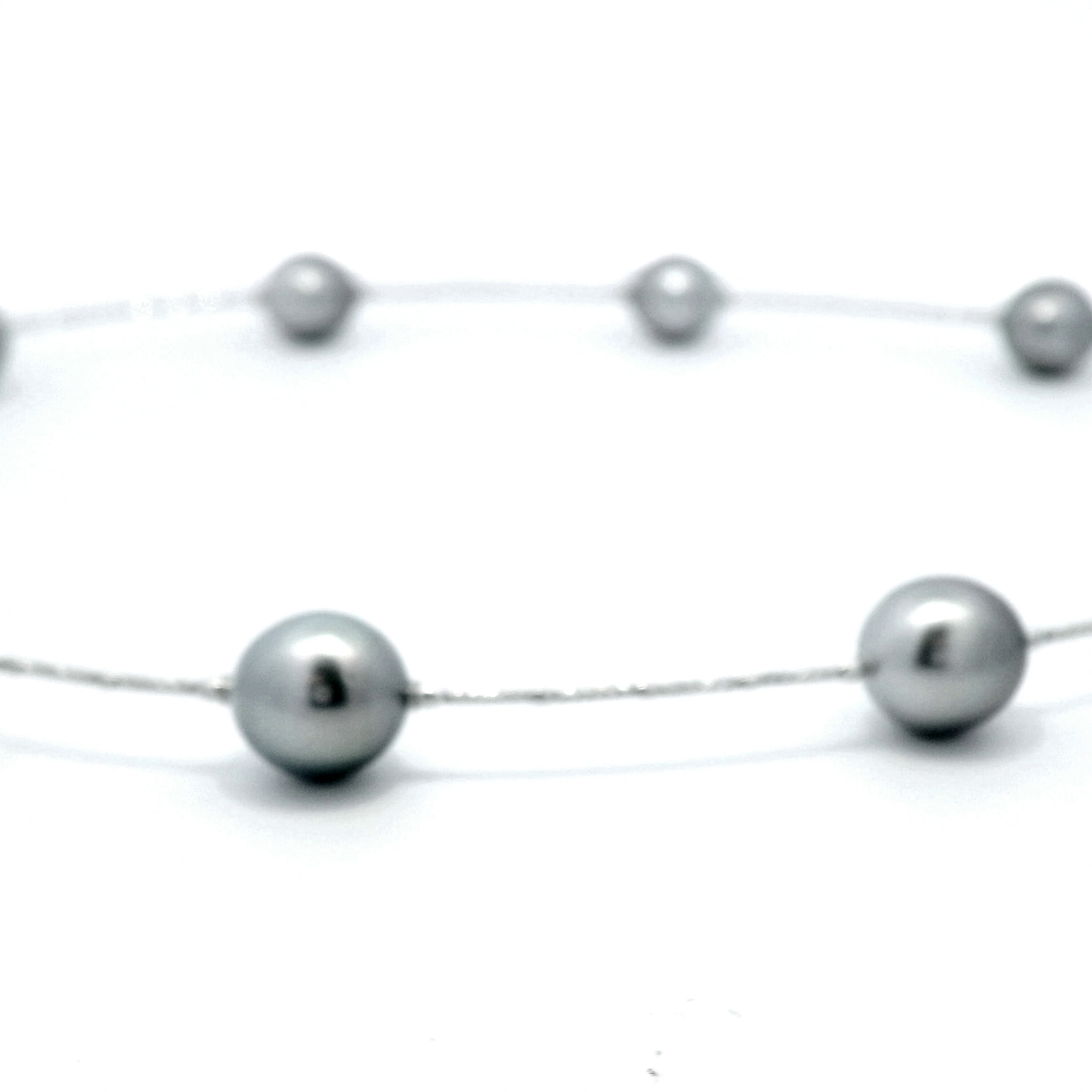 Tahitian South Sea Pearls on Flexible 18ct White Gold Omega Chain