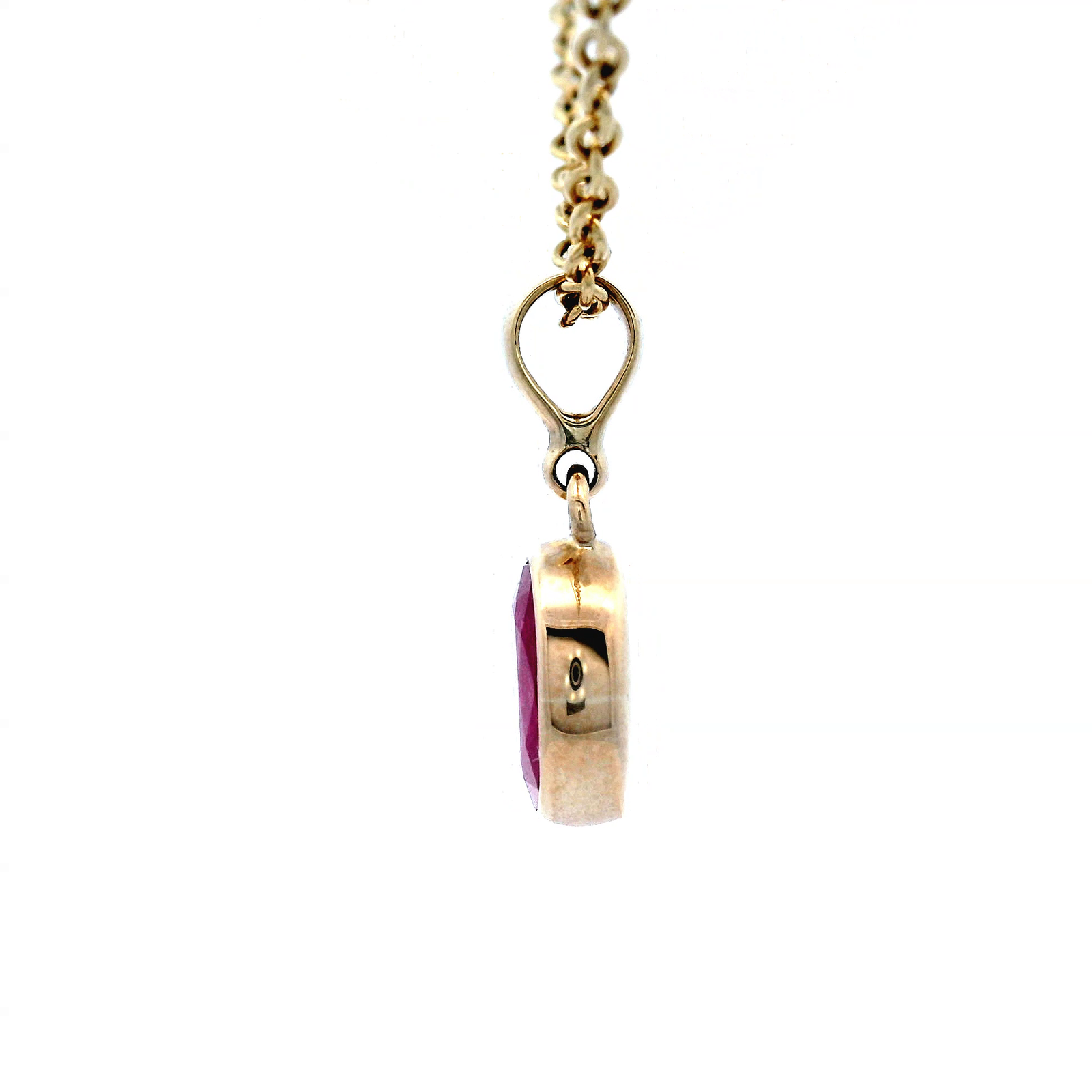 Oval Ruby Pendant Bezel Set with Tapered Bail