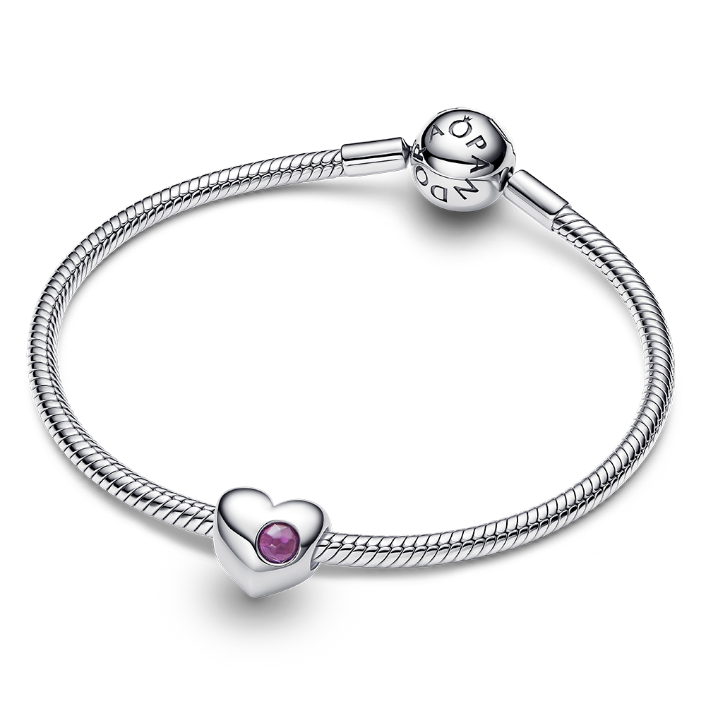 Pandora Engravable Purple Stone Heart Charm