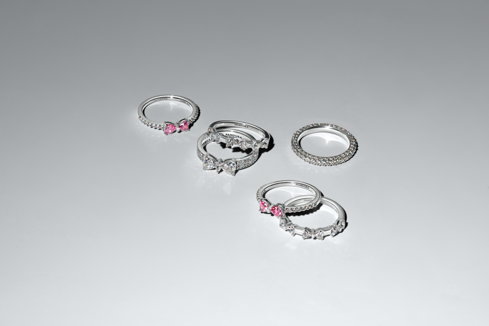 Butterfly sterling silver ring with cornflower blue crystal and clear cubic zirconia