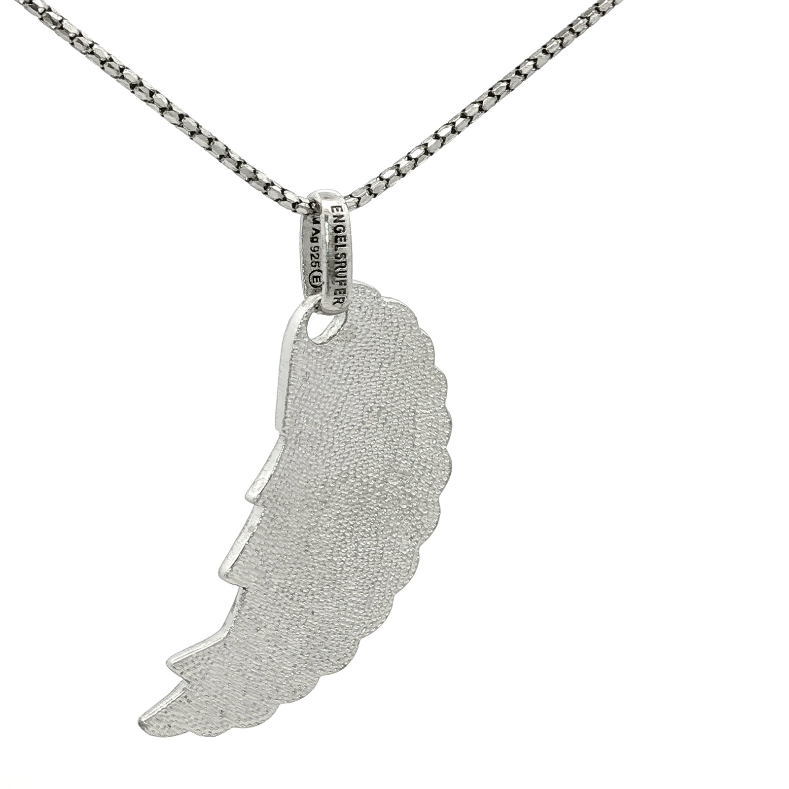 Engelsrufer Large Silver White Enamel Wing Pendant