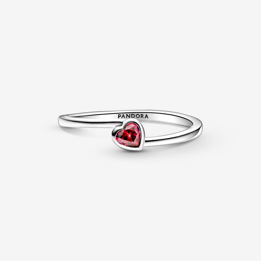 Red Tilted Heart Solitaire Ring