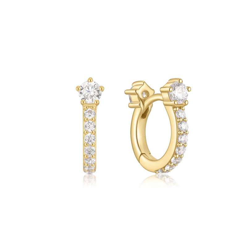 Ania Haie Gold Sparkling Pavé Huggie Hoop Earrings