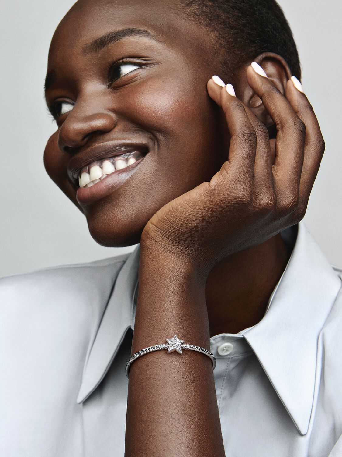 Pandora Moments Asymmetric Star Clasp Snake Chain Bracelet