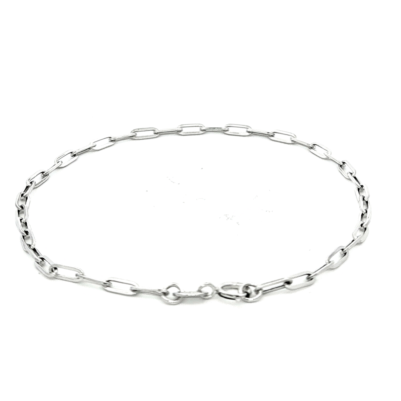 Thin Paper Chain Bracelet in White Gold