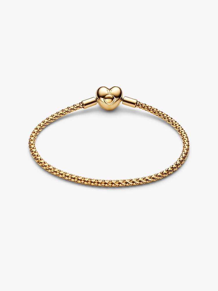 14k gold-plated studded chain bracelet with heart clasp