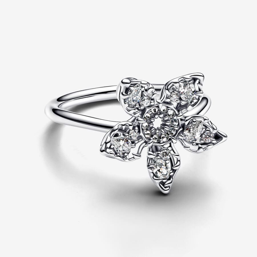 Project Red sterling silver ring with clear cubic zirconia