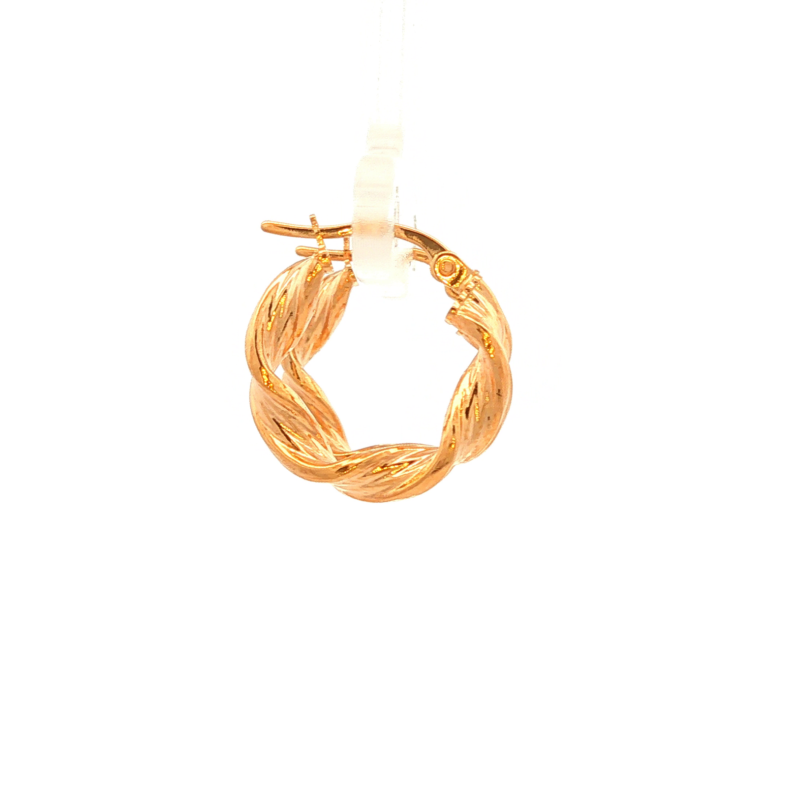 Fancy Twist Hoop Earring in Yellow Gold