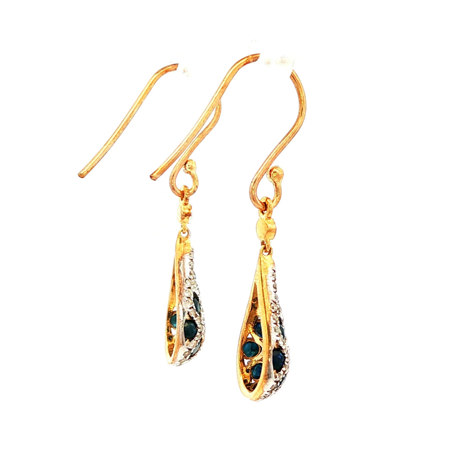 Sapphire & Diamond Drop Earrings in Yellow Gold