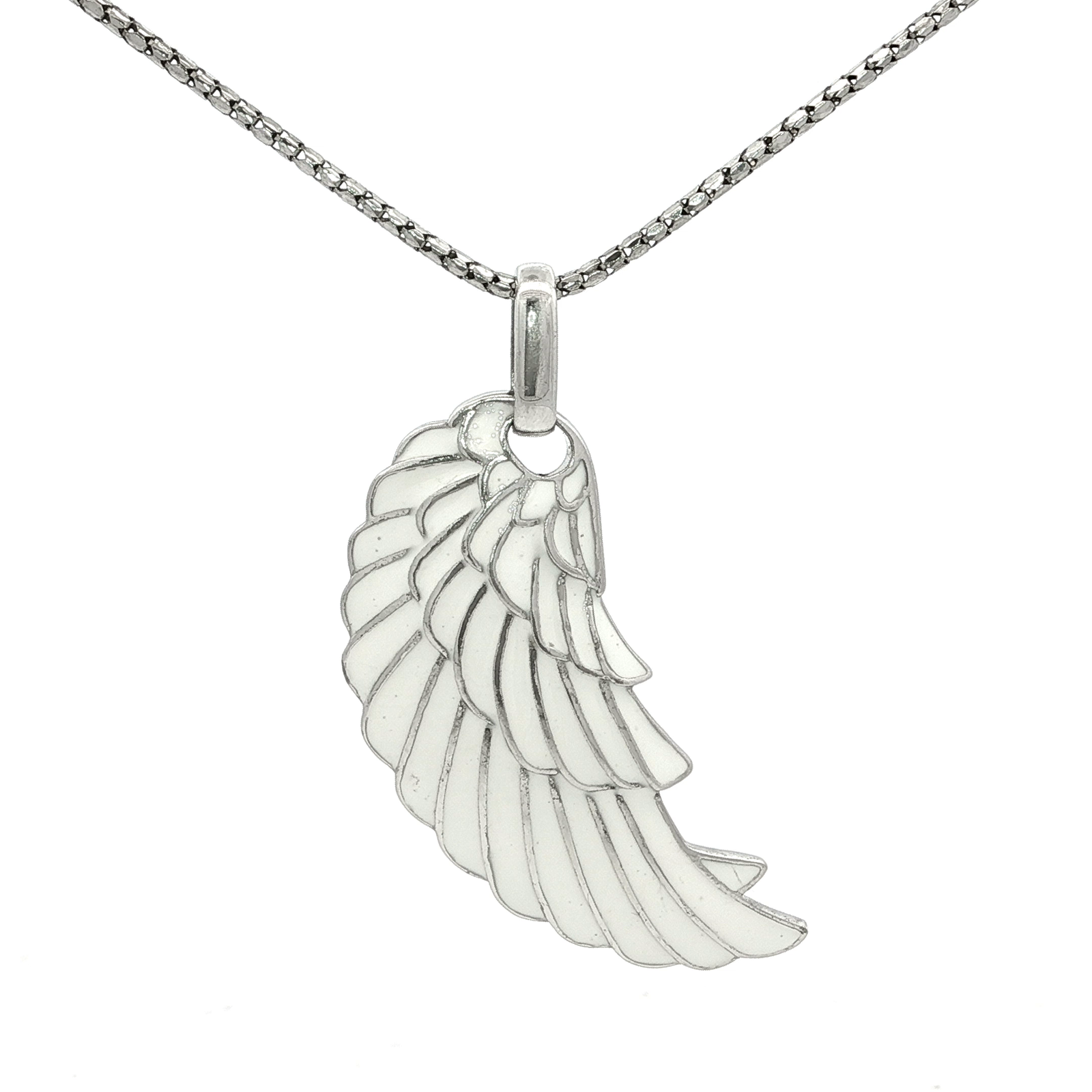 Engelsrufer Large Silver White Enamel Wing Pendant