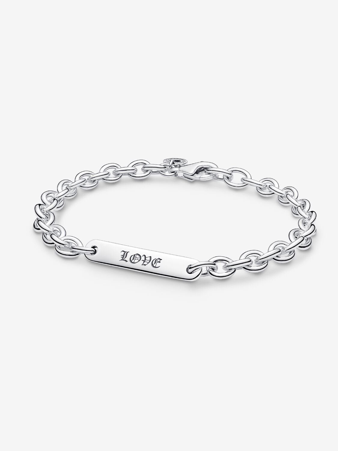 Sterling silver link bracelet with engravable bar